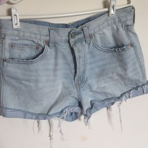 High-waisted Light Denim Shorts